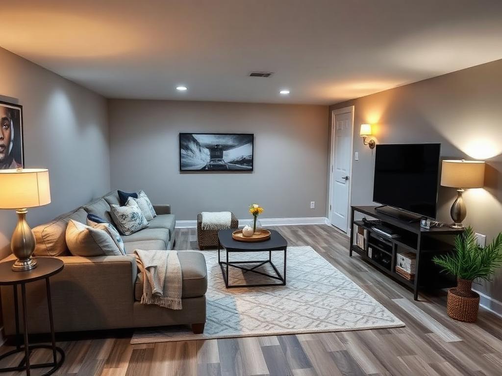 Basement Family Room virtual staging